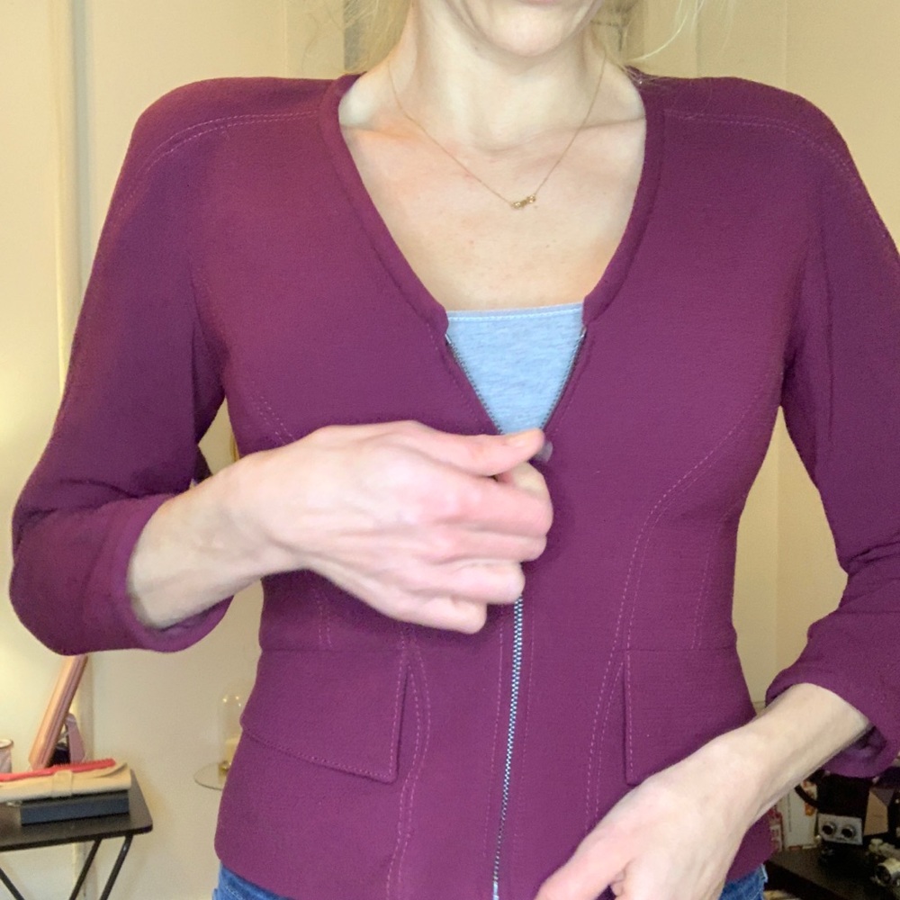 Tibi burgundy cropped blazer